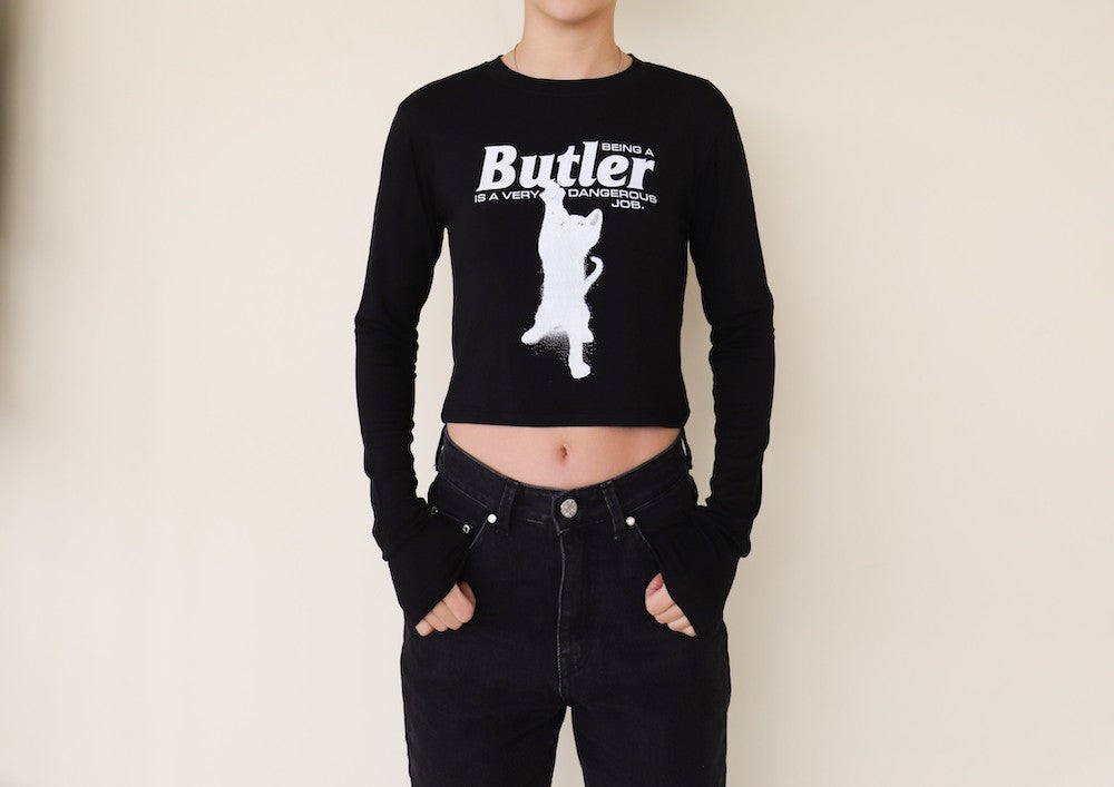 CAT BUTLER Crop long-sleeved T-Shirt