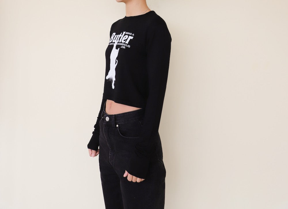 CAT BUTLER Crop long-sleeved T-Shirt