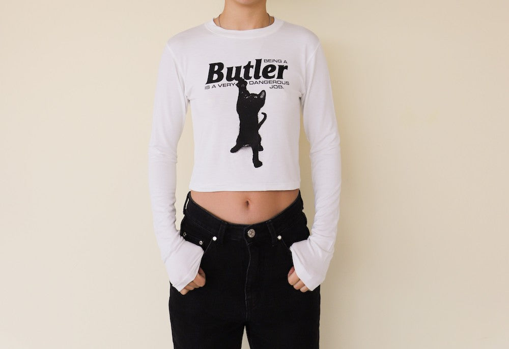 CAT BUTLER Crop long-sleeved T-Shirt