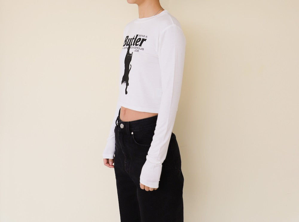 CAT BUTLER Crop long-sleeved T-Shirt