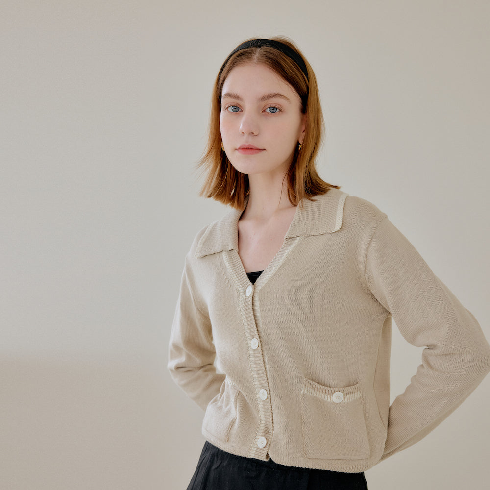COLLAR POINT CARDIGAN