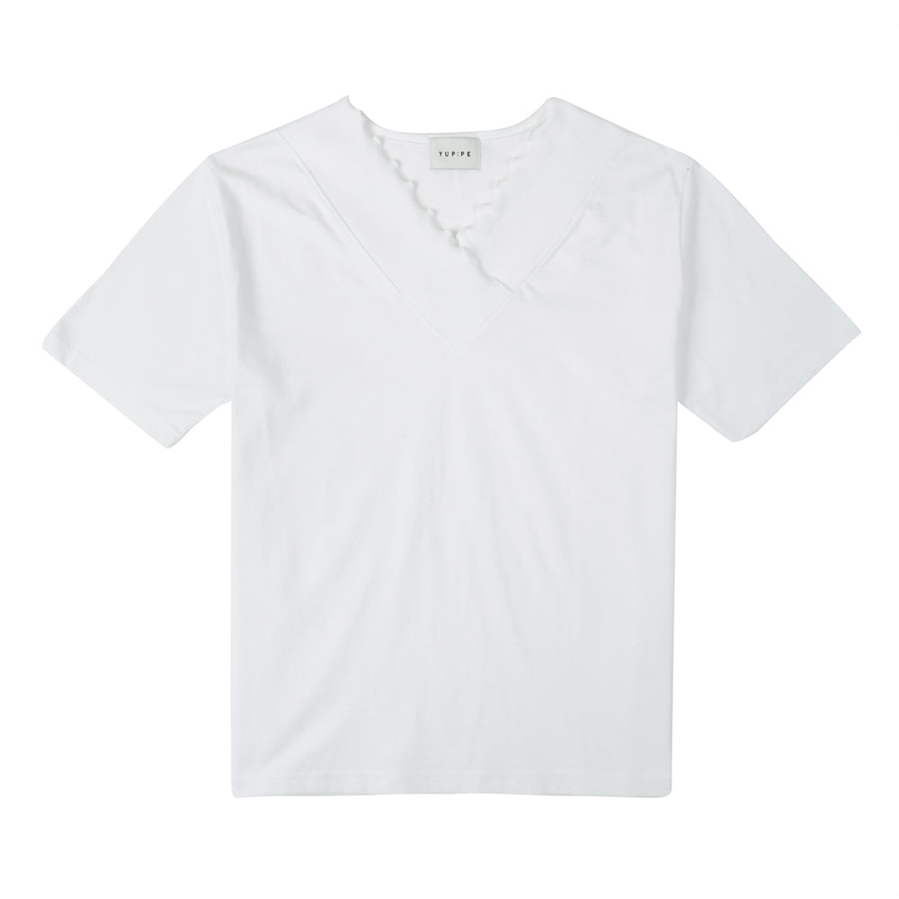V SHIRRING T-SHIRT