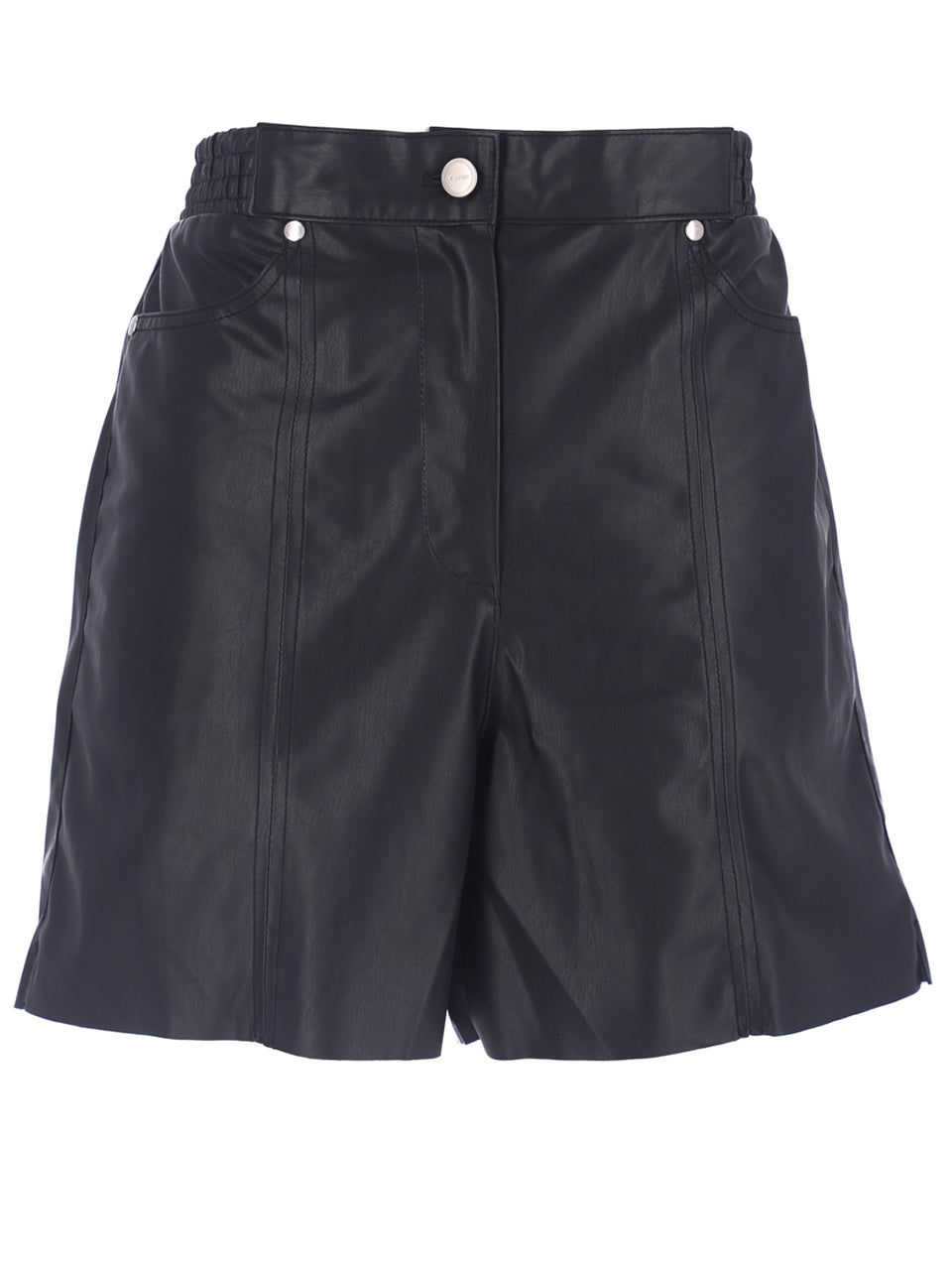 Vegan Leather Banding Half Pants