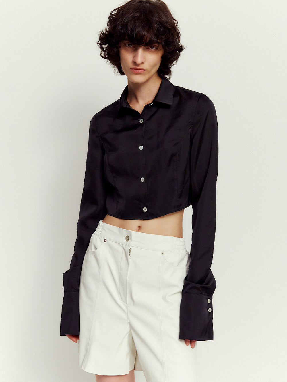 Wide Cuffs Satin Shirts