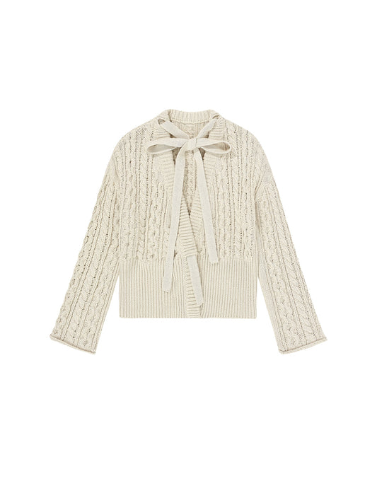 Upper and lower Two-way Cotton Knit Cardigan